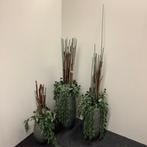 Complete sets van 3 vazen met kunstplant in een stenen vaas, Ophalen of Verzenden