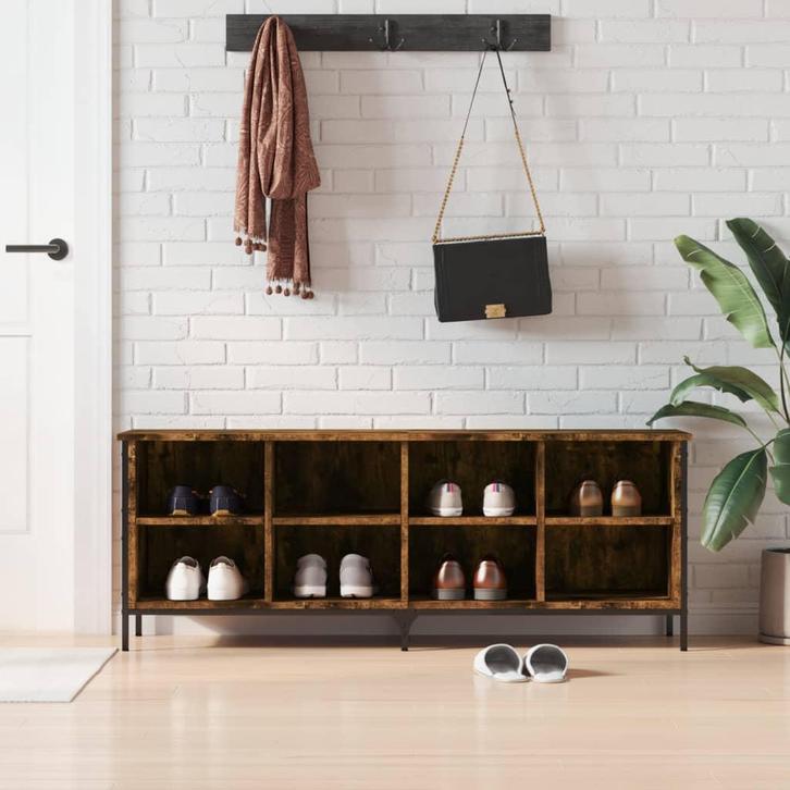 vidaXL Schoenenkast 131x35x50 cm bewerkt hout gerookt, Huis en Inrichting, Kasten | Schoenenrekken, Nieuw, Verzenden