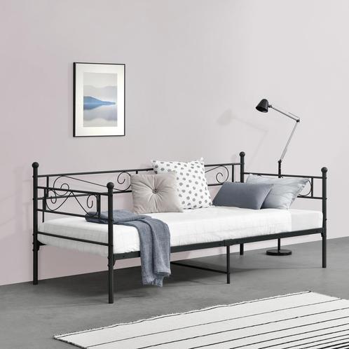 Eenpersoons slaapbank of 3-zitsbank Kerava 90x200 zwart, Huis en Inrichting, Slaapkamer | Bedden, Nieuw, Verzenden