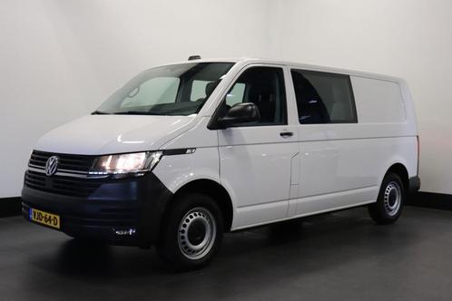 Volkswagen Transporter 2.0 TDI L2 Dubbele Cabine EURO 6, Auto's, Bestelauto's, Dealer onderhouden, Lease, Zwart, Handgeschakeld
