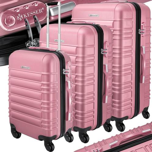 KESSER® Reiskofferset - 3-delig - ABS- Kofferset - Roze, Hobby en Vrije tijd, Overige Hobby en Vrije tijd, Nieuw, Verzenden