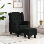 vidaXL Fauteuil met voetenbankje stof zwart, Huis en Inrichting, Fauteuils, Verzenden, Nieuw