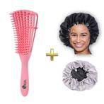 Afabs® Roze Anti-klit Haarborstel + Zwarte satijnen slaapmut, Nieuw, Ophalen of Verzenden