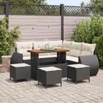 vidaXL Tuin Sofa Set met kussen 9 pcs Zwart en crème 110 x, Verzenden, Nieuw, Rotan