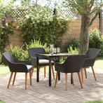 vidaXL 5-delige tuin eetset Zwart Poly Rattan, Verzenden, Nieuw, Overige materialen