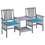 vidaXL Tuinstoelen met tafeltje en kussens massief, Tuin en Terras, Verzenden, Nieuw, Hardhout, Tuinset