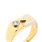 Bicolor gouden ring met diamant; 0,08 ct. | Heren, Gebruikt, Overige kleuren, Heer, Ophalen of Verzenden