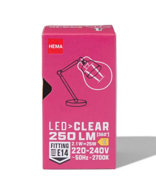 HEMA Led kogel clear E14 2.1W 250lm, Huis en Inrichting, Lampen | Overige, Nieuw, Verzenden