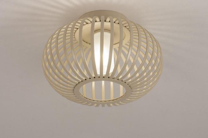 Rietveld Plafondlampen - Beige, Zand - Glas, Metaal, Huis en Inrichting, Lampen | Plafondlampen, Verzenden