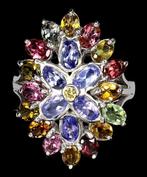 Zonder Minimumprijs - Ring Zilver Tanzaniet - Tourmaline,, Sieraden, Tassen en Uiterlijk, Ringen, Nieuw