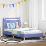 vidaXL Bedframe voor kinderen met hoofdbord Jeans Blauw 90 x, Verzenden, Nieuw, Blauw, Stof