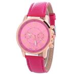 Fako® - Horloge - Geneva - Roman - Metal - Fuchsia, Verzenden, Nieuw