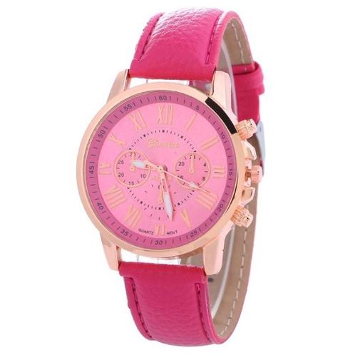 Fako® - Horloge - Geneva - Roman - Metal - Fuchsia, Sieraden, Tassen en Uiterlijk, Horloges | Dames, Verzenden