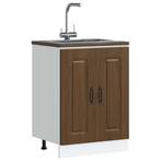 vidaXL Spoelbakonderkast Kalmar 60x46x81,5 cm hout bruin, Huis en Inrichting, Keuken | Keukenelementen, Verzenden, Nieuw, Bruin