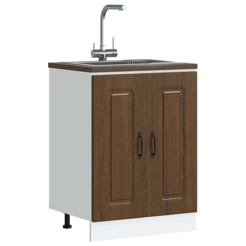 vidaXL Spoelbakonderkast Kalmar 60x46x81,5 cm hout bruin, Huis en Inrichting, Keuken | Keukenelementen, Bruin, Nieuw, Verzenden