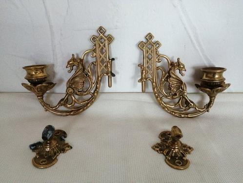 Taperstick (kleine blaker met een dunne pijp) (2) - Verguld, Antiek en Kunst, Curiosa en Brocante