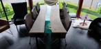 Boomstam eettafel Puro met epoxy blad, Ophalen of Verzenden, Nieuw, Rechthoekig, Metaal