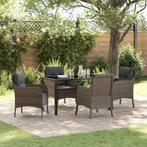 vidaXL Tuin eettafelset met kussen 5 pcs Grijs poly rattan, Verzenden, Nieuw, Rotan