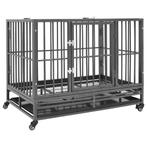 vidaXL Hondenbench met wielen 92x62x76 cm staal, Dieren en Toebehoren, Verzenden, Nieuw