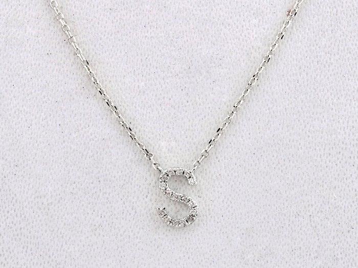 Zonder minimumprijs - Ketting met hanger - 14 karaat Witgoud, Sieraden, Tassen en Uiterlijk, Antieke sieraden