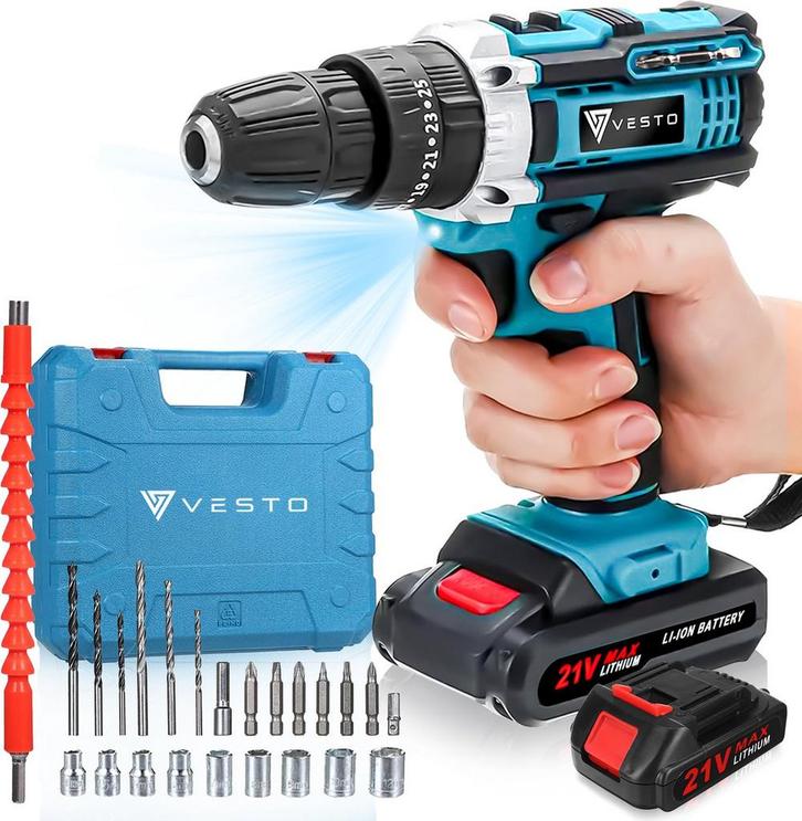 Vesto® PowerDrive Accuboormachine - Accu Schroefboormachine, Doe-het-zelf en Verbouw, Gereedschapskisten, Nieuw, Verzenden