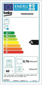 Beko FSS56000GW - Elektrisch Fornuis, Verzenden, Zo goed als nieuw