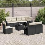 vidaXL 9-delige Loungeset met kussens poly rattan zwart, Verzenden, Nieuw, Rotan, Loungeset