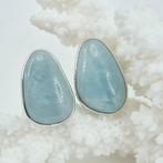 Zilver - Oorbellen - ACQUAMARINA NATURALE, Antiek en Kunst