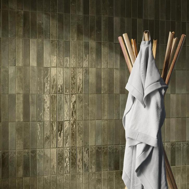 Wandtegel Rak Portofino Musk Groen Glans 6,5x26 (Muurtegels), Doe-het-zelf en Verbouw, Tegels, Minder dan 20 cm, 20 tot 40 cm