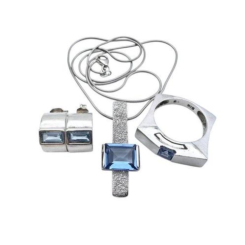 Zonder Minimumprijs - 3-delige sieradenset Zilver - Topaas, Sieraden, Tassen en Uiterlijk, Antieke sieraden