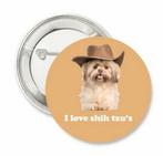 Button of magneet Happy Doodle met of zonder eigen tekst, Verzenden, Nieuw