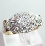 Ring - 14 karaat Geel goud, Platina Diamant  (Natuurlijk), Sieraden, Tassen en Uiterlijk, Antieke sieraden