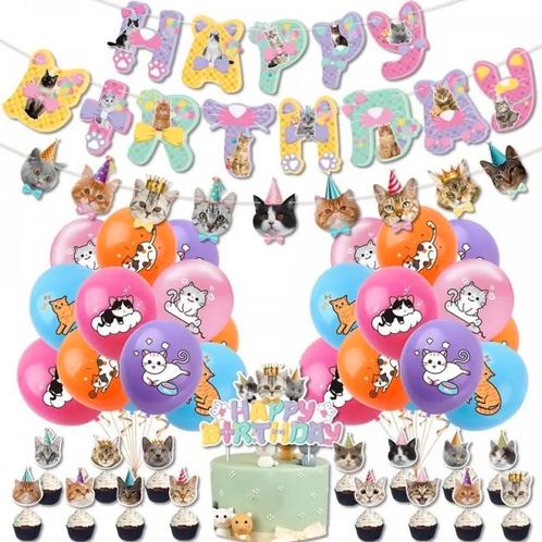 Happy Birthday Cats verjaardag party pakket 40-delig, Dieren en Toebehoren, Katten-accessoires, Nieuw, Verzenden