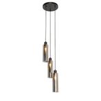 Moderne hanglamp zwart met smoke glas 3-lichts - Stavelot, Nieuw, Glas, Modern, 75 cm of meer