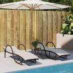 vidaXL Ligstoelen 2 st met kussens poly rattan bruin, Verzenden, Nieuw