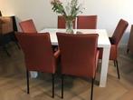 Set van 6 leren eetkamerstoelen - bruin leer, Huis en Inrichting, Stoelen, Ophalen of Verzenden, Nieuw, Leer
