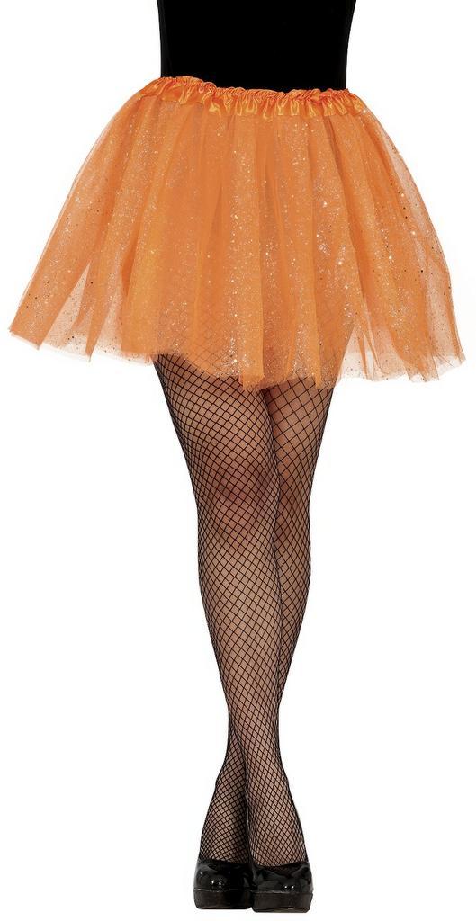 Oranje Tutu Dames Glitter 40cm, Hobby en Vrije tijd, Feestartikelen, Nieuw, Verzenden