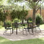 vidaXL 5-delige tuinset met eetafel en stoelen in zwart PVC, Verzenden, Nieuw, Kunststof, Tuinset