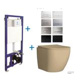 Toiletset Budget 86 Mudo Mat Beige Met B&W Drukplaat, Ophalen of Verzenden, Nieuw, Chroom, Overige typen