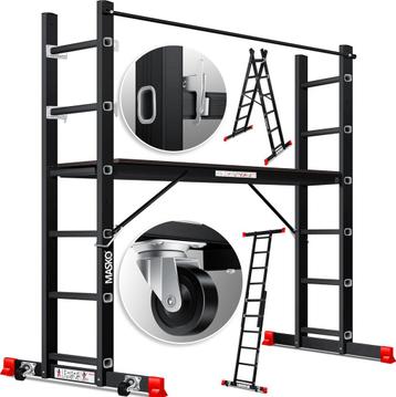MASKO® Kamersteiger Aluminium - Multifunctionele Ladder - Zw beschikbaar voor biedingen