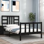 vidaXL Bedframe met hoofdeinde massief hout zwart 90x190 cm, Huis en Inrichting, Slaapkamer | Bedden, 90 cm, Eenpersoons, Verzenden