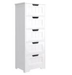 Badkamer Opbergkast Wit – 5 Laden, Smal Vrijstaand Meubel 40, Verzenden, Nieuw