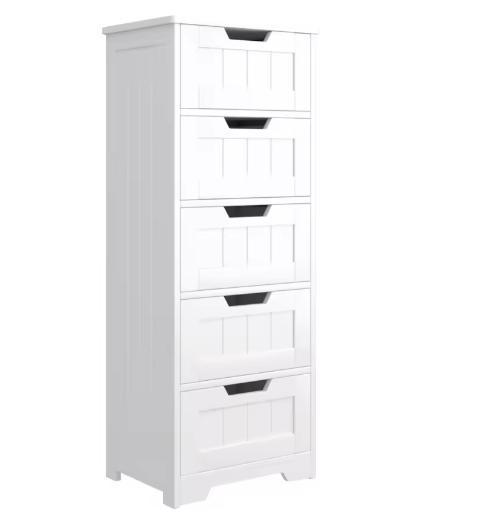 Badkamer Opbergkast Wit – 5 Laden, Smal Vrijstaand Meubel 40, Huis en Inrichting, Badkamer | Badkamermeubels, Nieuw, Verzenden