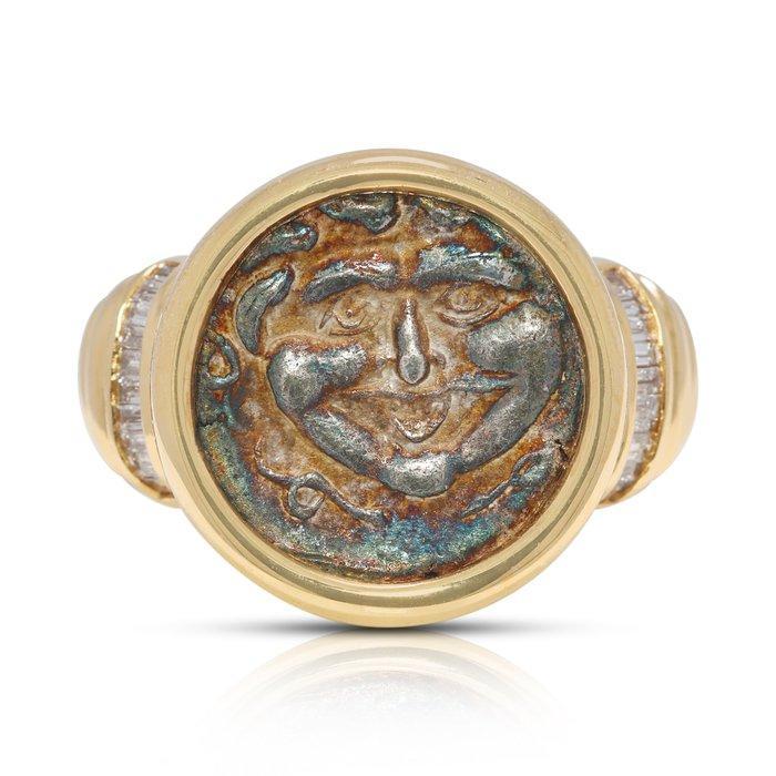 Ring - 18 karaat Geel goud - 0.12ct. tw. - Diamant - Medusa, Sieraden, Tassen en Uiterlijk, Ringen