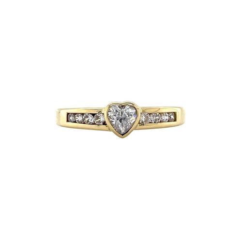 Gouden hart ring met zirkonia 14 karaat, Sieraden, Tassen en Uiterlijk, Ringen, Wit, Zo goed als nieuw, Goud, Verzenden