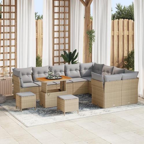 vidaXL 12-delige Tuinbankenset met kussens poly rattan, Tuin en Terras, Tuinsets en Loungesets, Nieuw, Rotan, Verzenden
