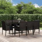 vidaXL 9-delige Tuinset poly rattan zwart, Nieuw, 8 zitplaatsen, Tuinset, Verzenden