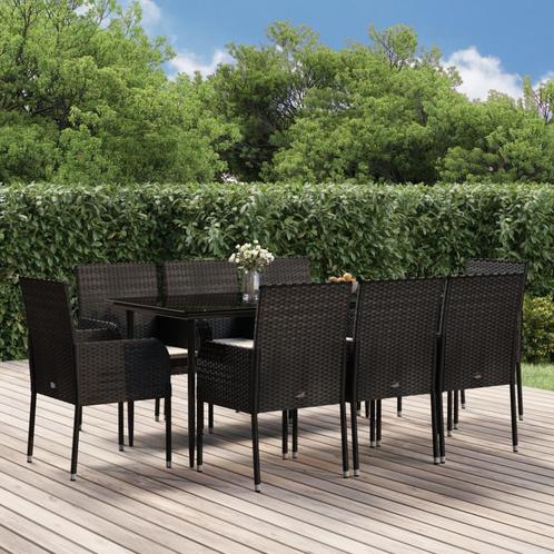 vidaXL 9-delige Tuinset poly rattan zwart, Tuin en Terras, Tuinsets en Loungesets, Tuinset, Nieuw, 8 zitplaatsen, Rotan, Verzenden