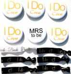 12-delige set met 6 armbanden + 6 buttons Bride en I Do Crew, Verzenden, Nieuw, Feestartikel, Geboorte of Huwelijk