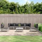 vidaXL 7-delige Loungeset met kussens staal wit, Tuin en Terras, Tuinsets en Loungesets, Verzenden, Nieuw, Rvs, Loungeset